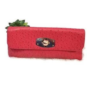 TAGWOMAN Clutch purse ostrich embossed orange